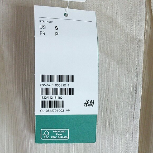 H&M - Champaigne Long Sleeve Tie Back Blouse - Size Small - Picture 8 of 9